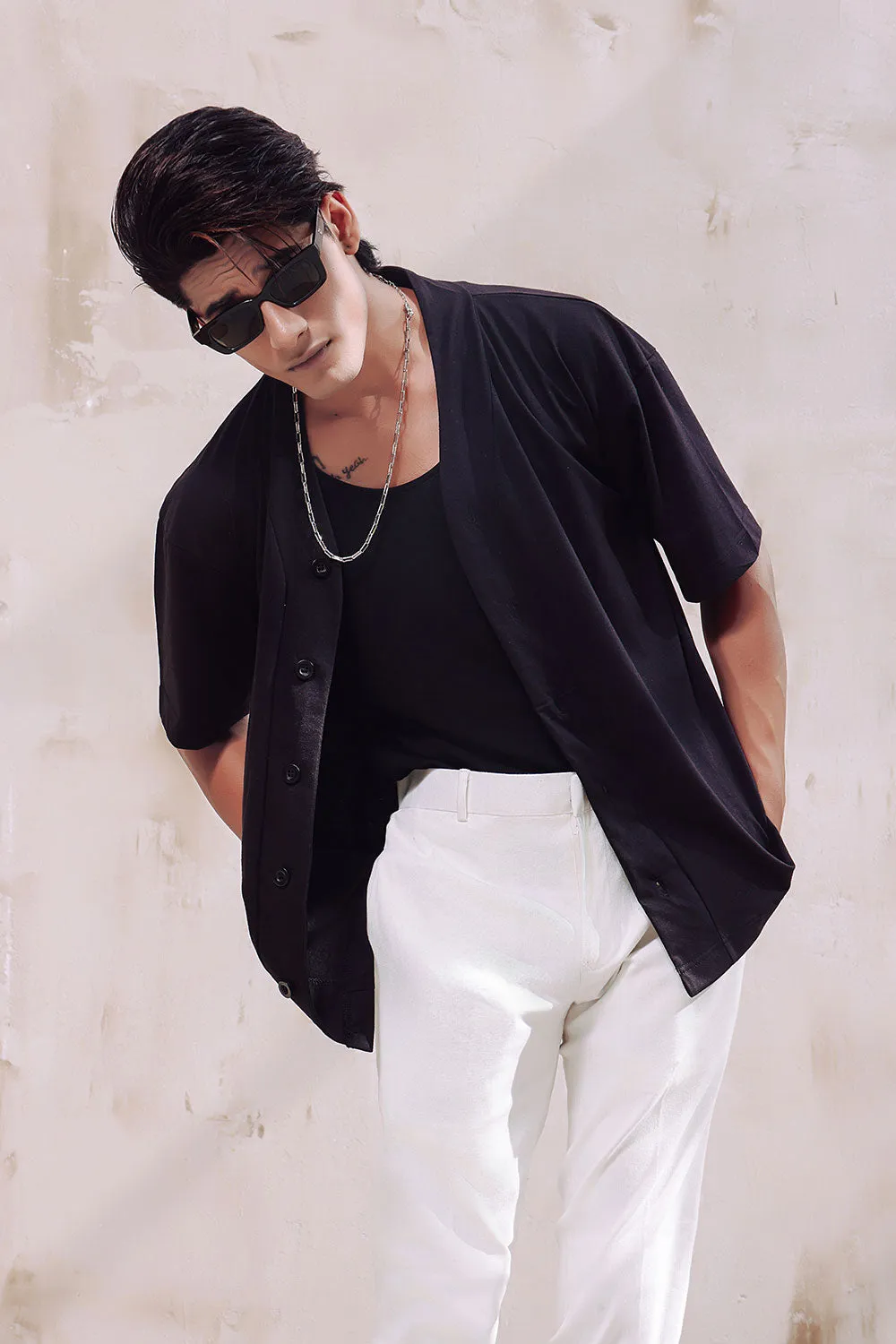 Black Base Ball Jersey Shirt