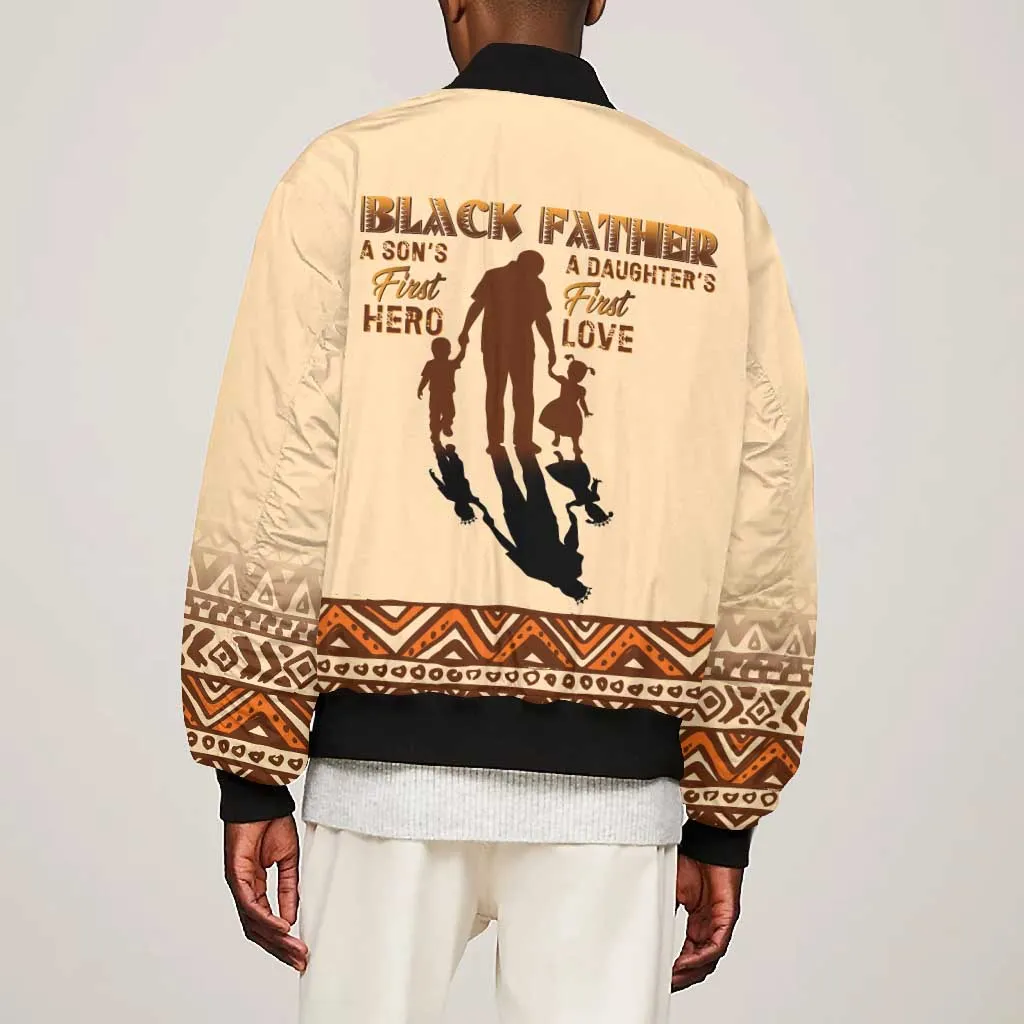 Black Father Bomber Jacket African Father with Son and Daughter DT02