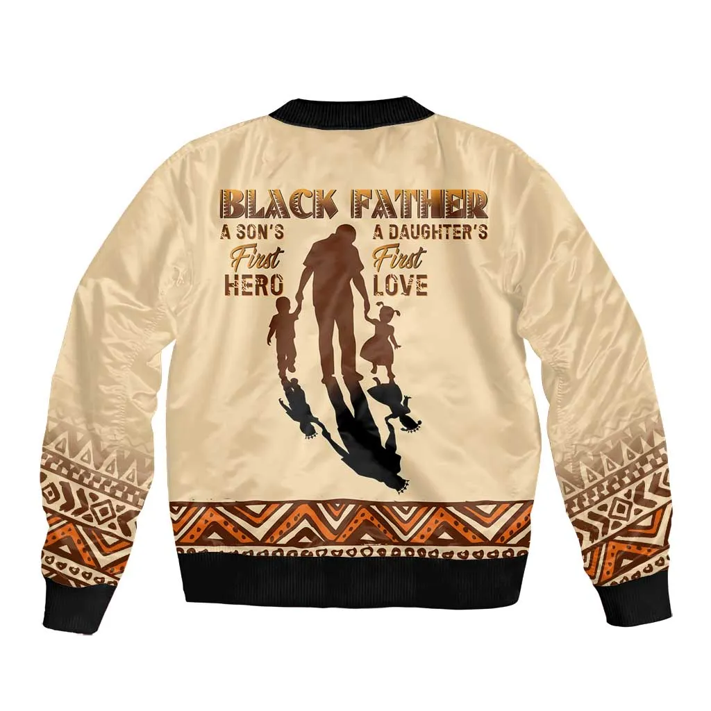 Black Father Bomber Jacket African Father with Son and Daughter DT02
