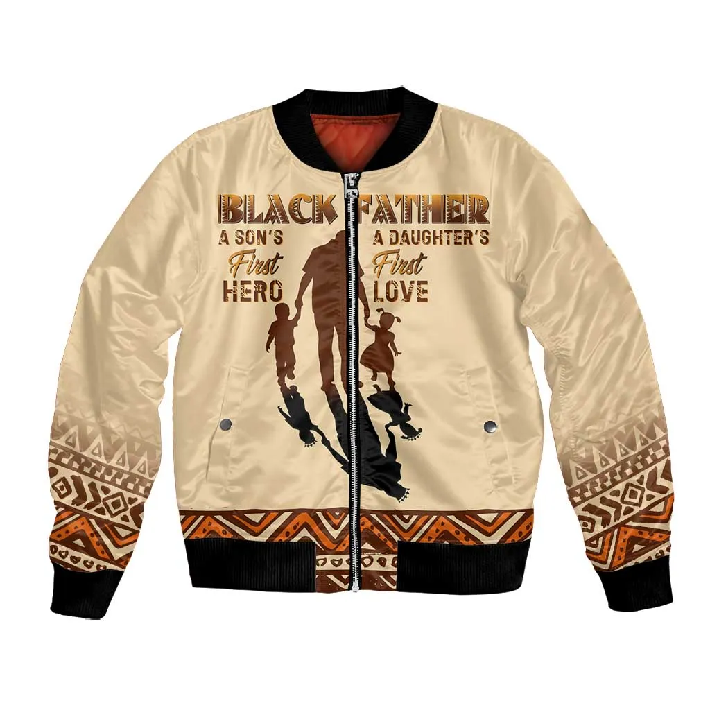 Black Father Bomber Jacket African Father with Son and Daughter DT02