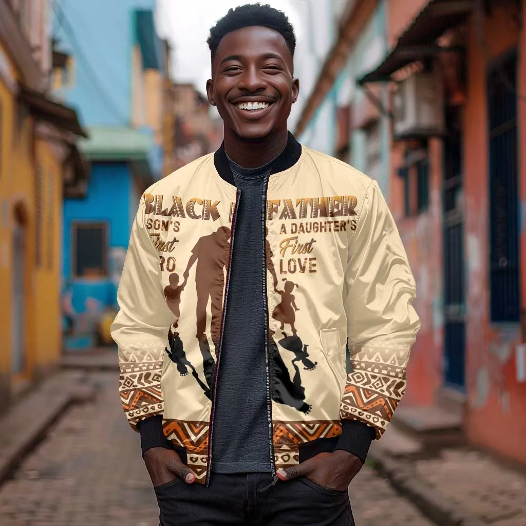 Black Father Bomber Jacket African Father with Son and Daughter DT02