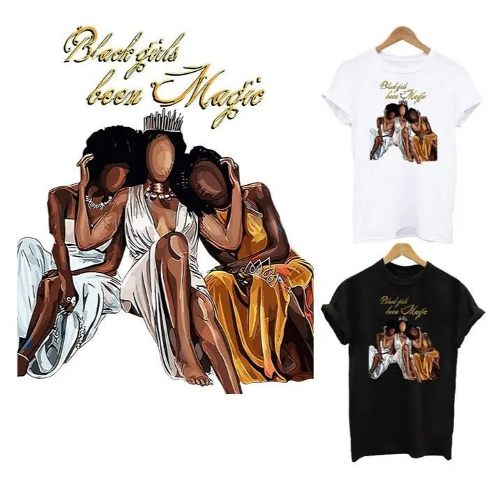 Black Girl Been Magic Stickers On Clothing Heat Transfer Patches On Jacket DIY Women T-Shirt  Fashion Girl Appliqued Decoration