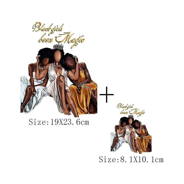 Black Girl Been Magic Stickers On Clothing Heat Transfer Patches On Jacket DIY Women T-Shirt  Fashion Girl Appliqued Decoration