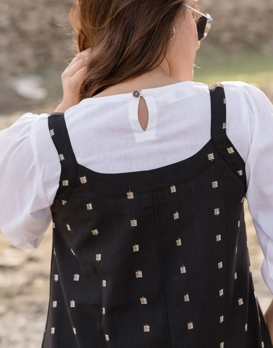 Black Weave Dress With Top