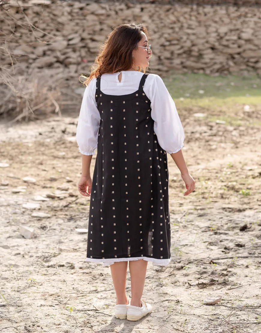 Black Weave Dress With Top
