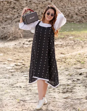 Black Weave Dress With Top