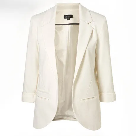 Blazer women autumn Candy Color Rolled up Sleeve boyfriend Style no buckle blazer feminino Slim Blazer