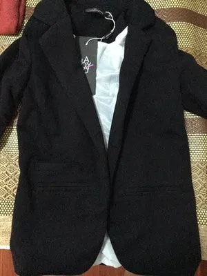 Blazer women autumn Candy Color Rolled up Sleeve boyfriend Style no buckle blazer feminino Slim Blazer