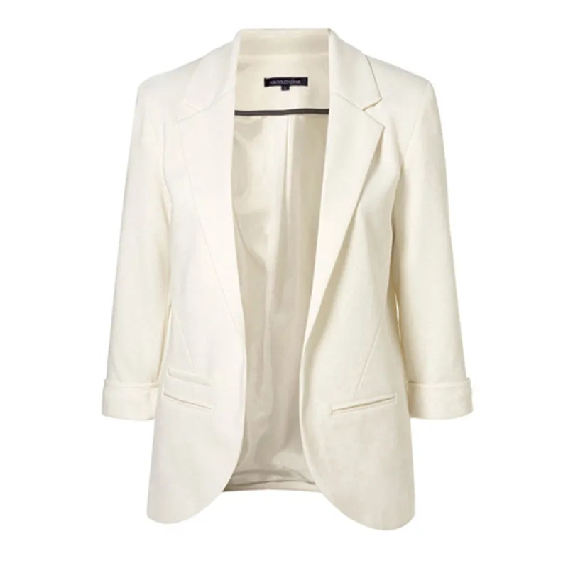 Blazer women autumn Candy Color Rolled up Sleeve boyfriend Style no buckle blazer feminino Slim Blazer
