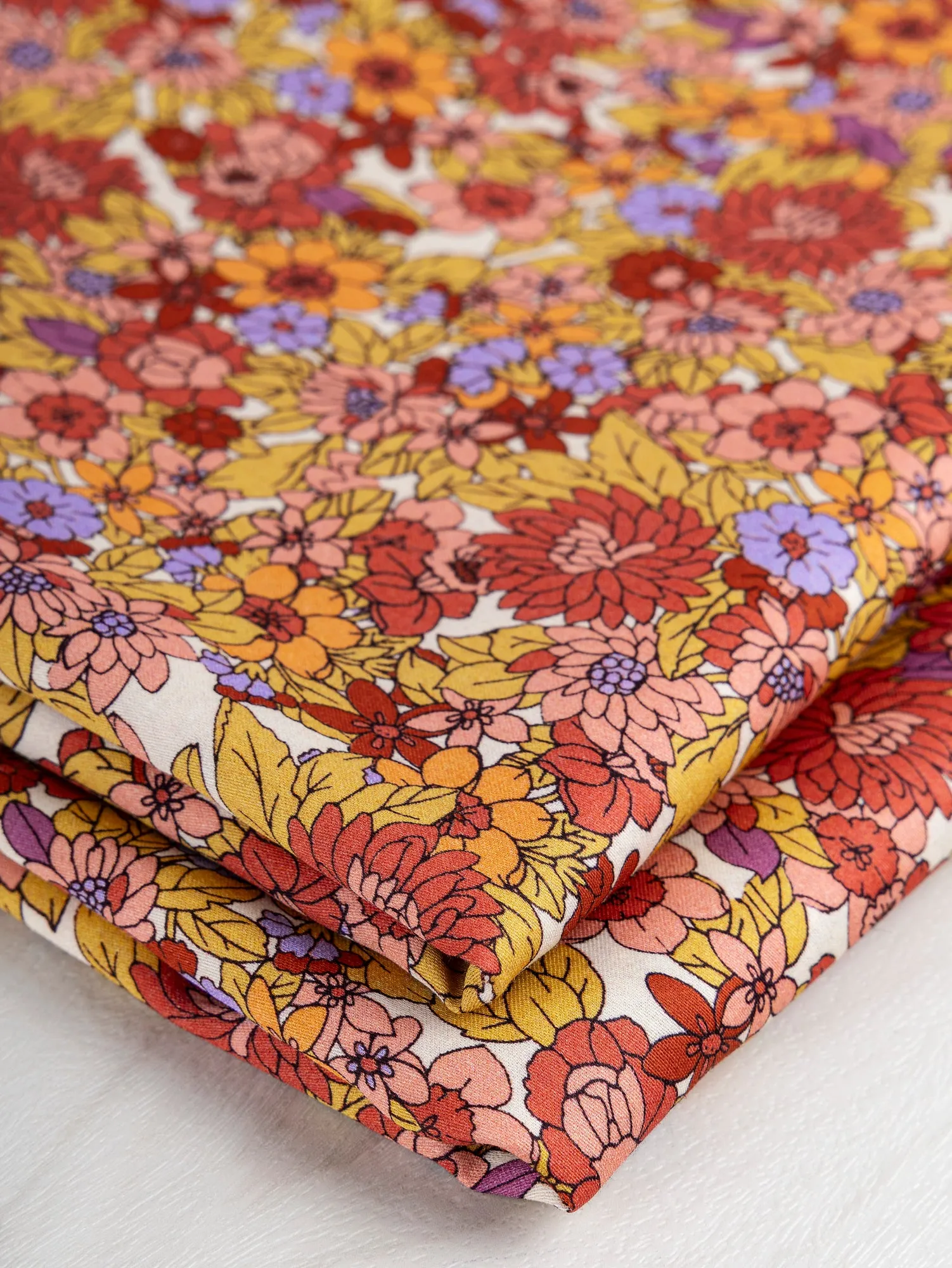 Bloomscape Small Floral Print Cotton Lawn - White   Red   Green - Swatch