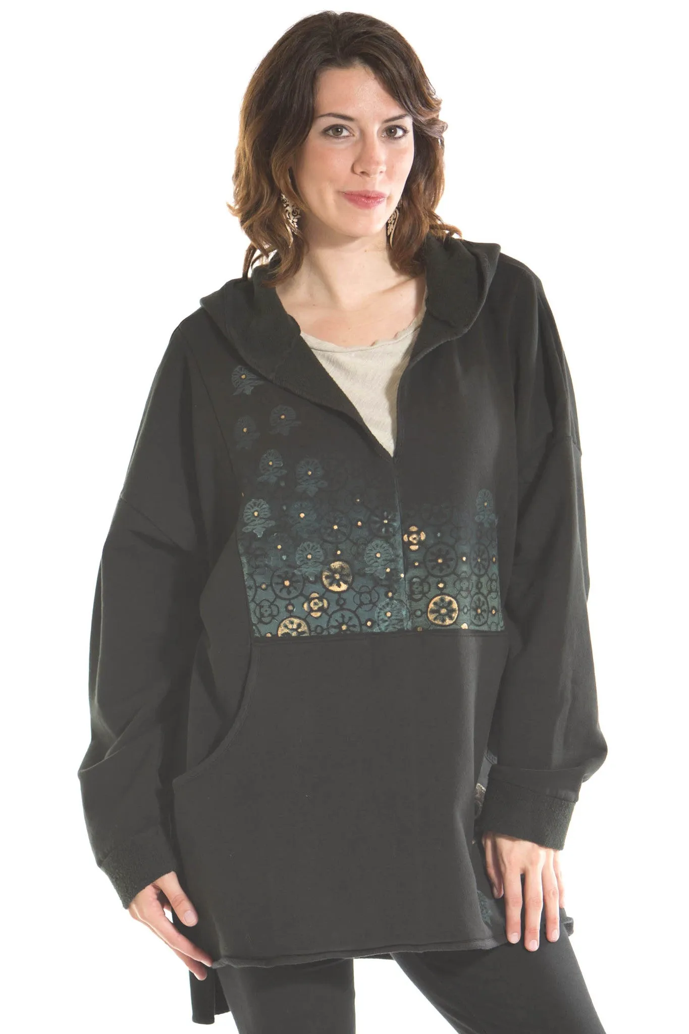Blue Fish Boxy Hoodie Printed