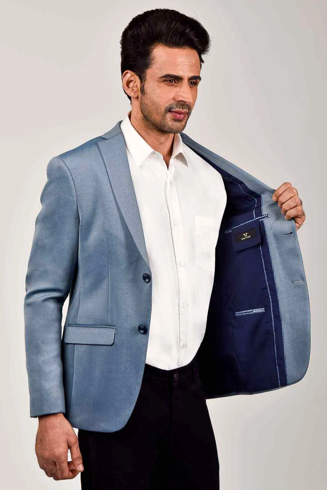 Blue Knitted Blazer For Office