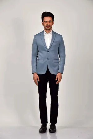 Blue Knitted Blazer For Office