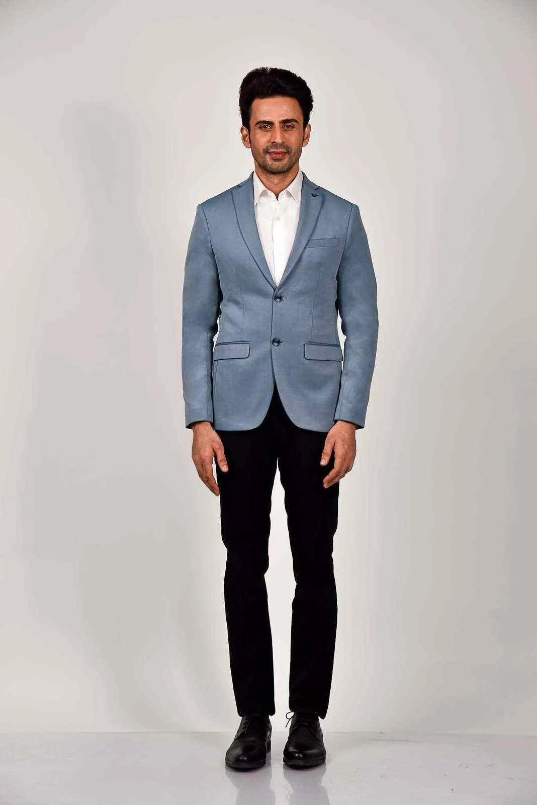 Blue Knitted Blazer For Office