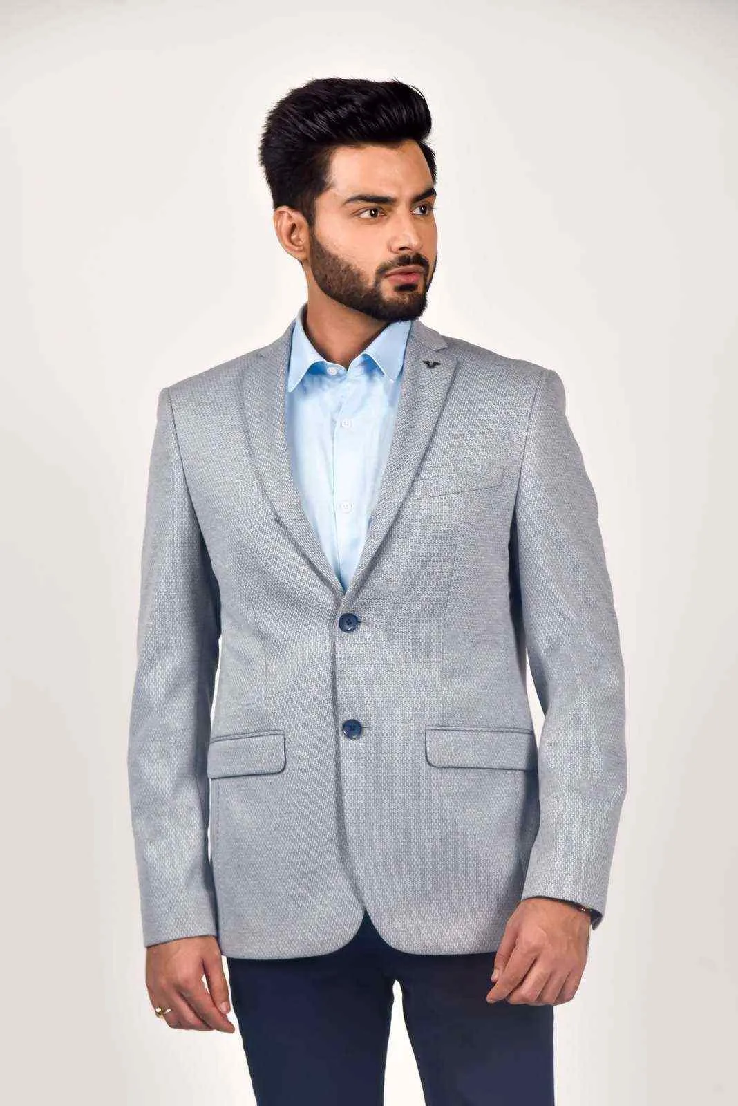 Blue Knitted Office Blazer