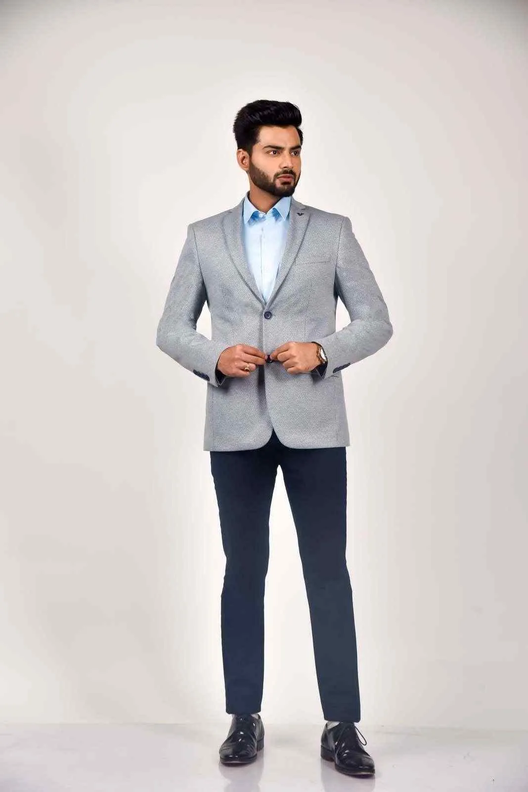 Blue Knitted Office Blazer