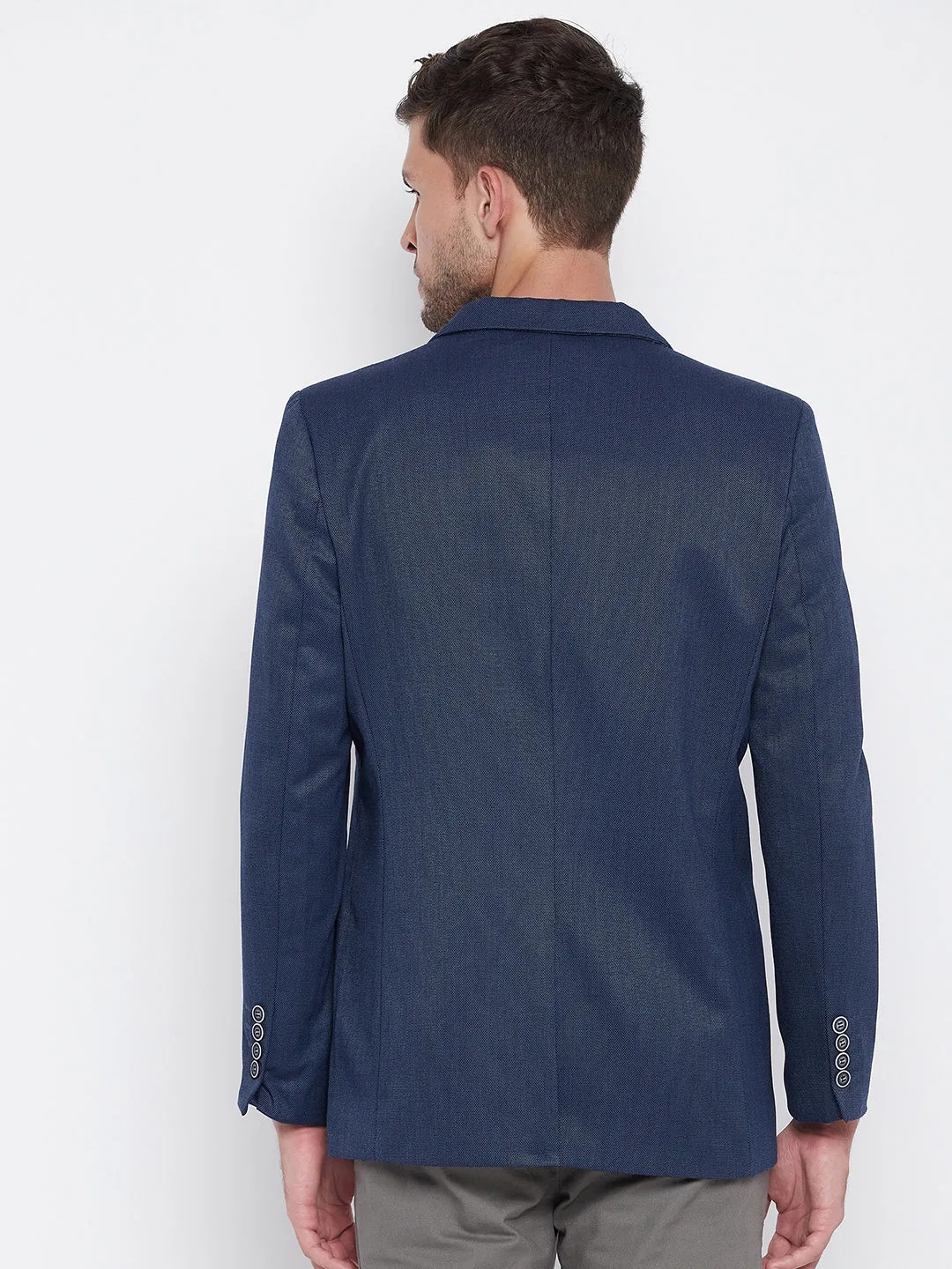 Blue Notched Lapel Blazer