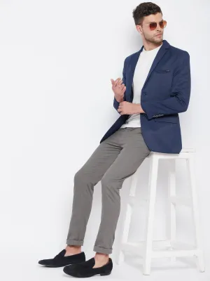 Blue Notched Lapel Blazer