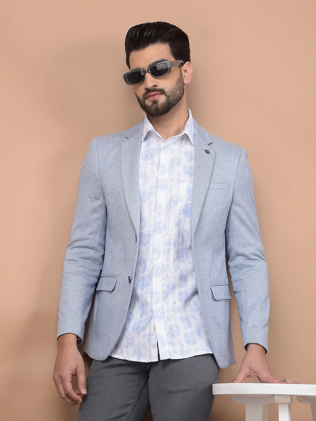 Blue Single Breasted Blazer
