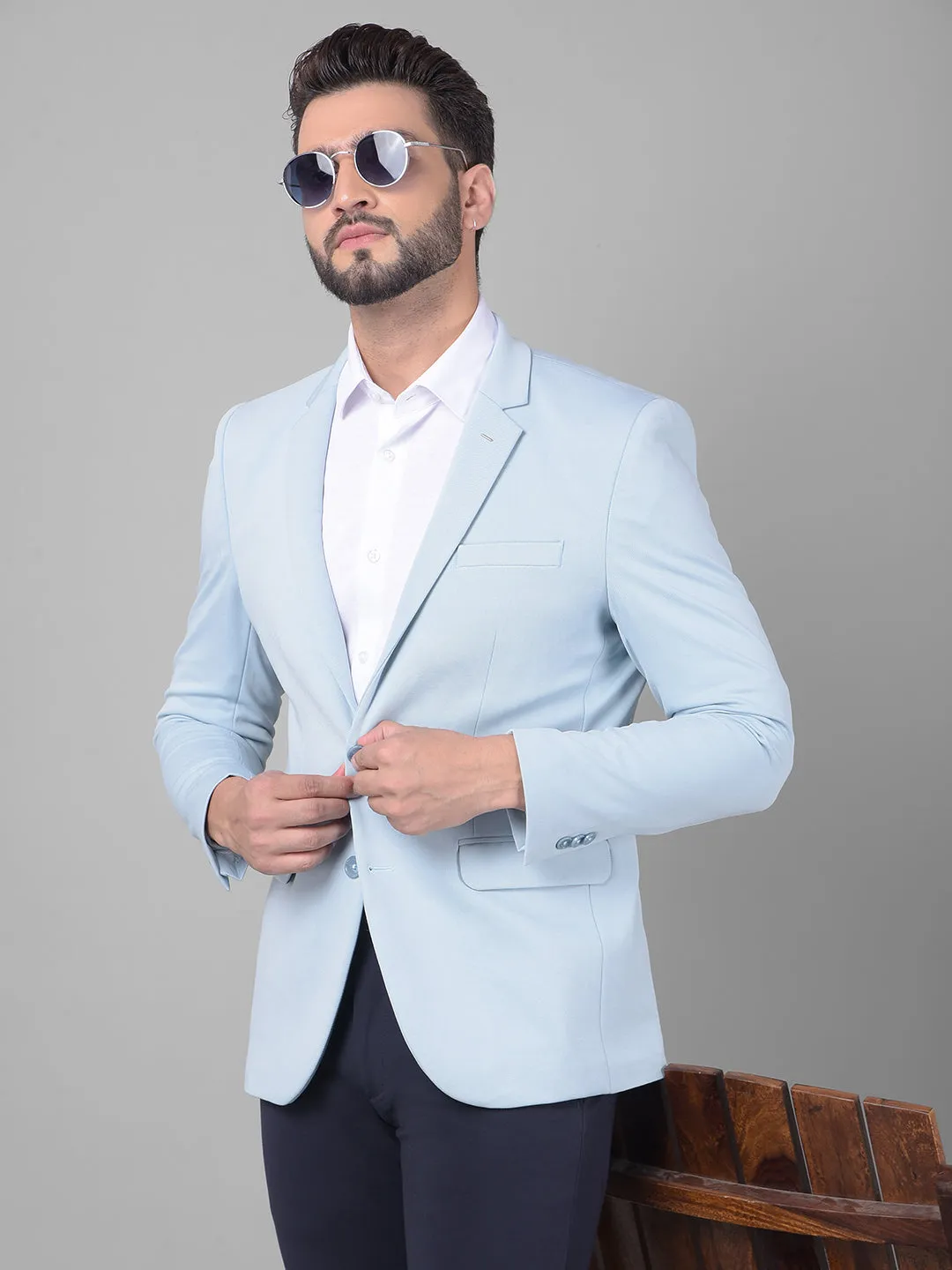 Blue Single Breasted Blazer