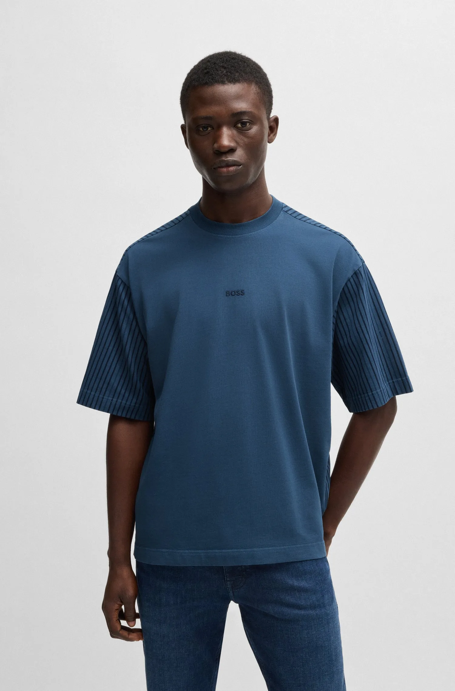 BOSS T-Shirts Relaxed Fit in Cotton - TE_SUMMERSTRIPES 10232789 01-50536765