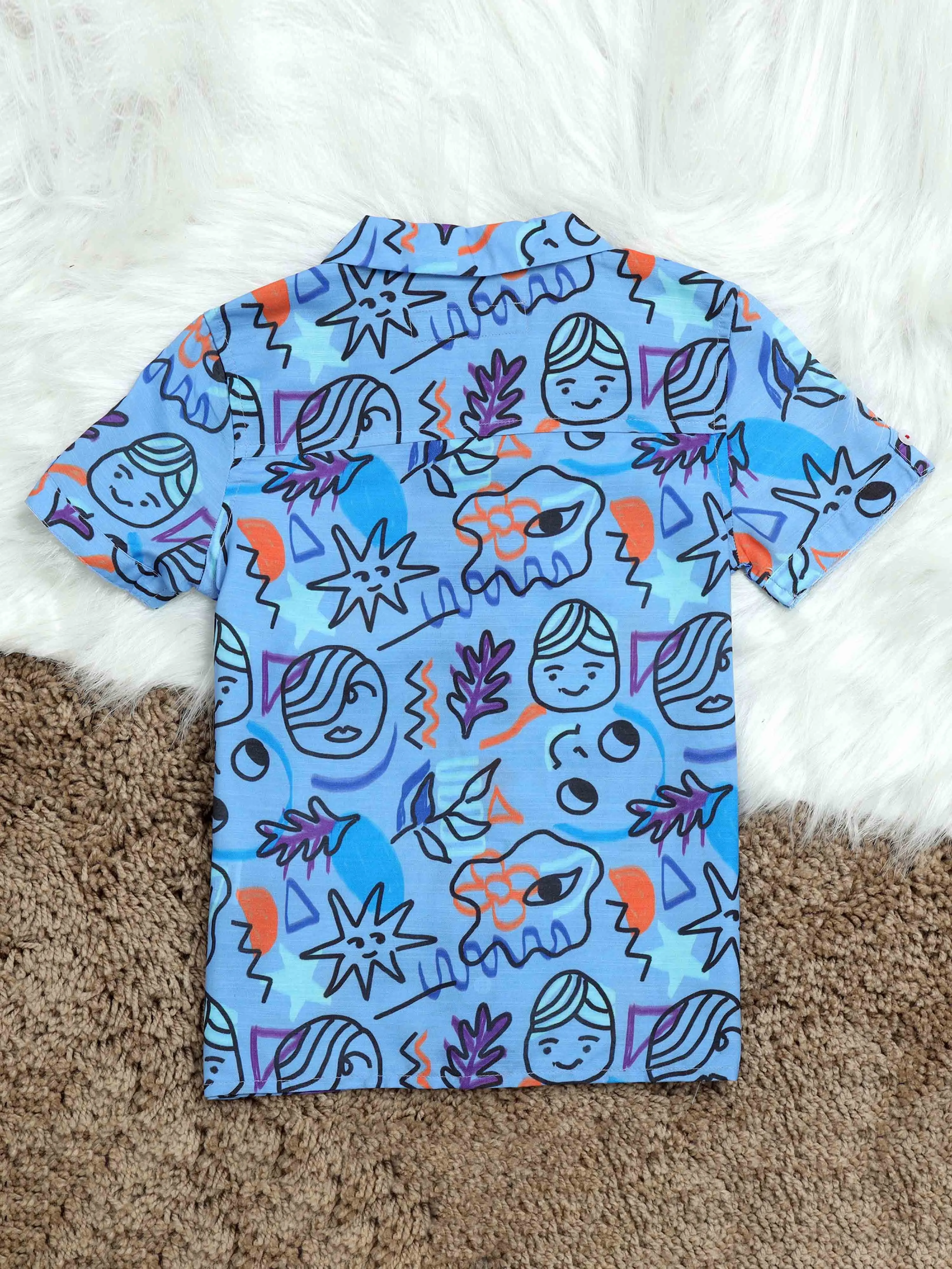 Boys Hawaiian Printed Shirt Quilt Blue