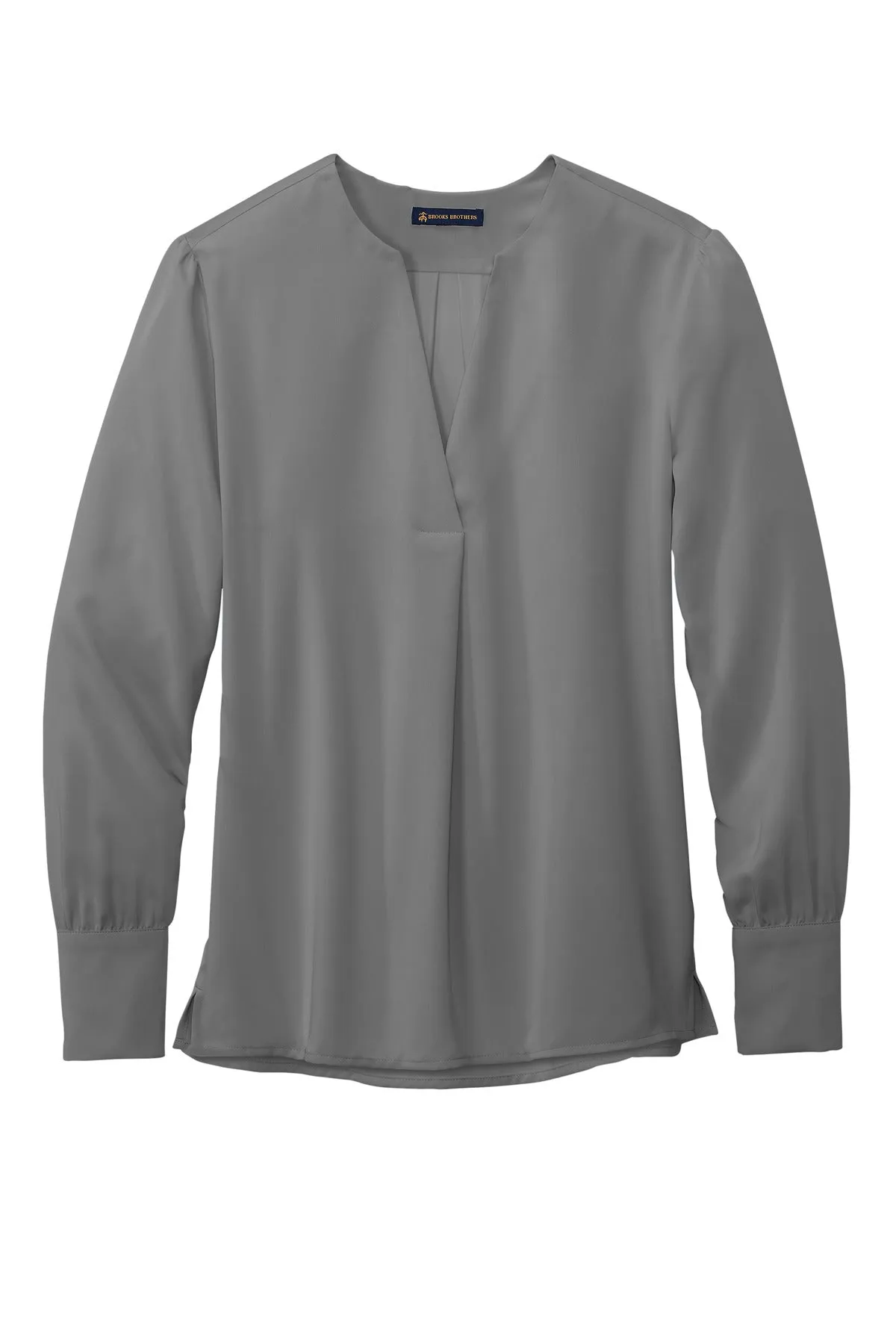 Brooks Brothers Women's Open-Neck Satin Blouse BB18009 Shadow Grey