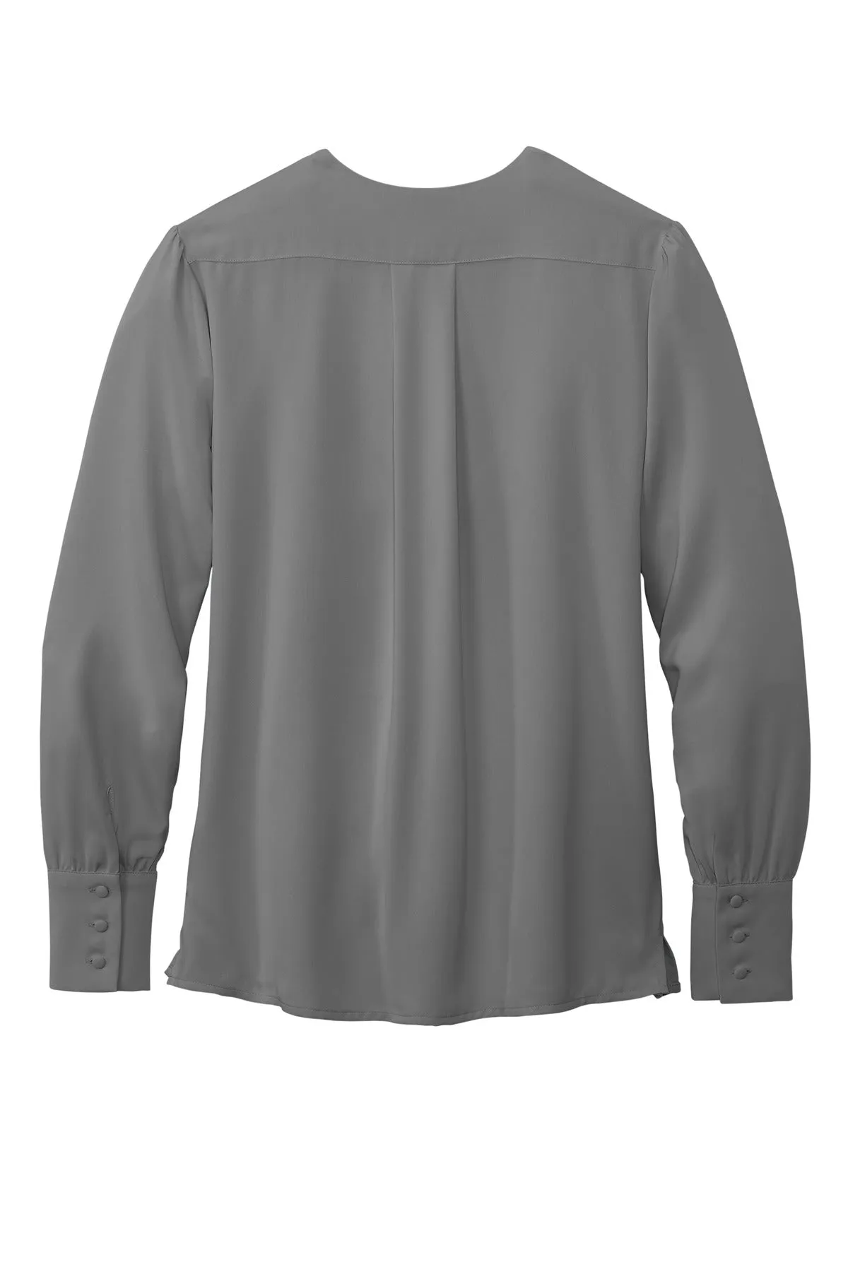 Brooks Brothers Women's Open-Neck Satin Blouse BB18009 Shadow Grey