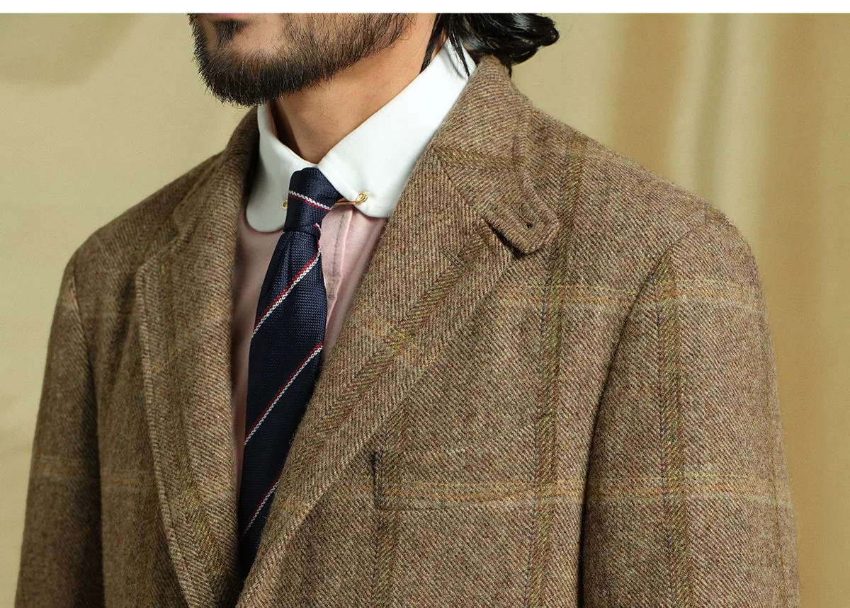 Brown Plaid Wool Blazer