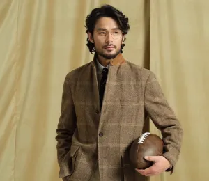 Brown Plaid Wool Blazer
