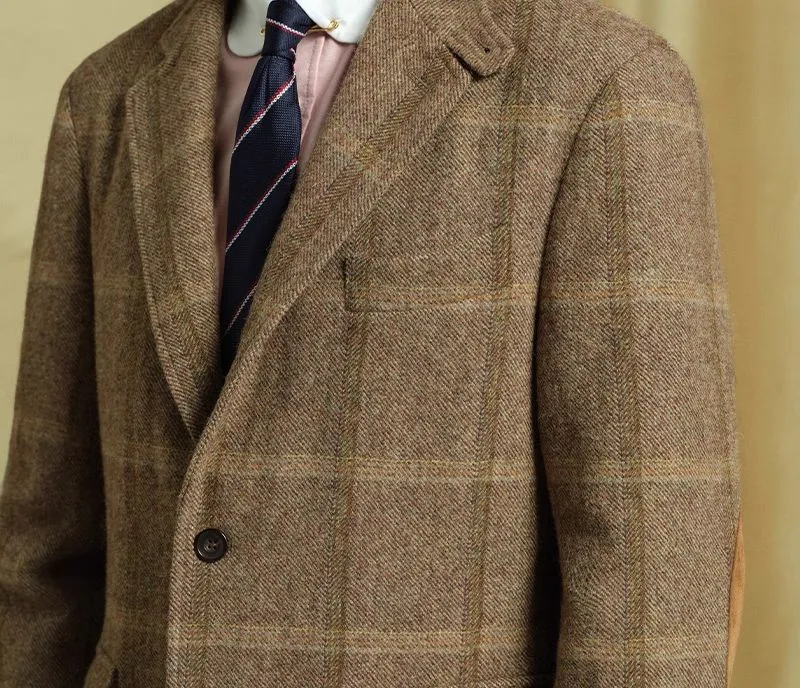 Brown Plaid Wool Blazer