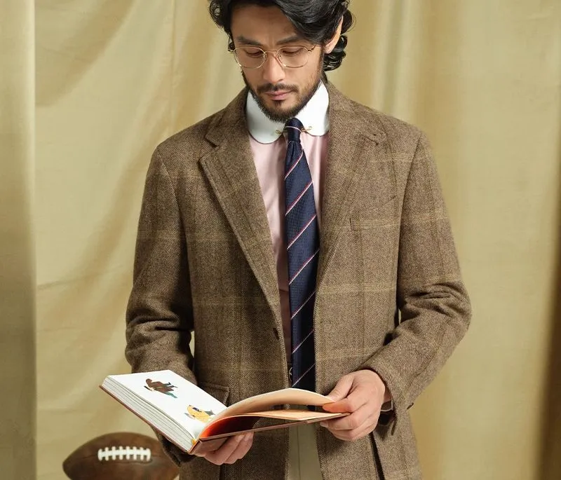 Brown Plaid Wool Blazer