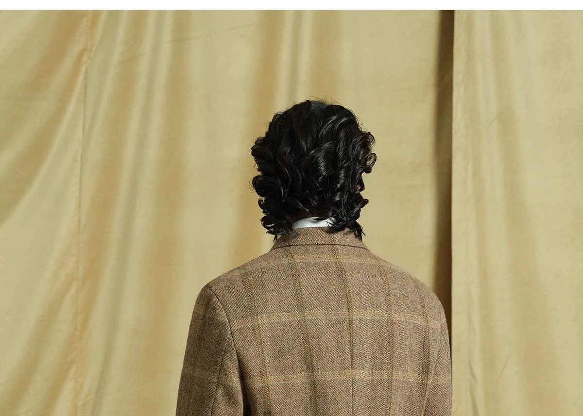 Brown Plaid Wool Blazer