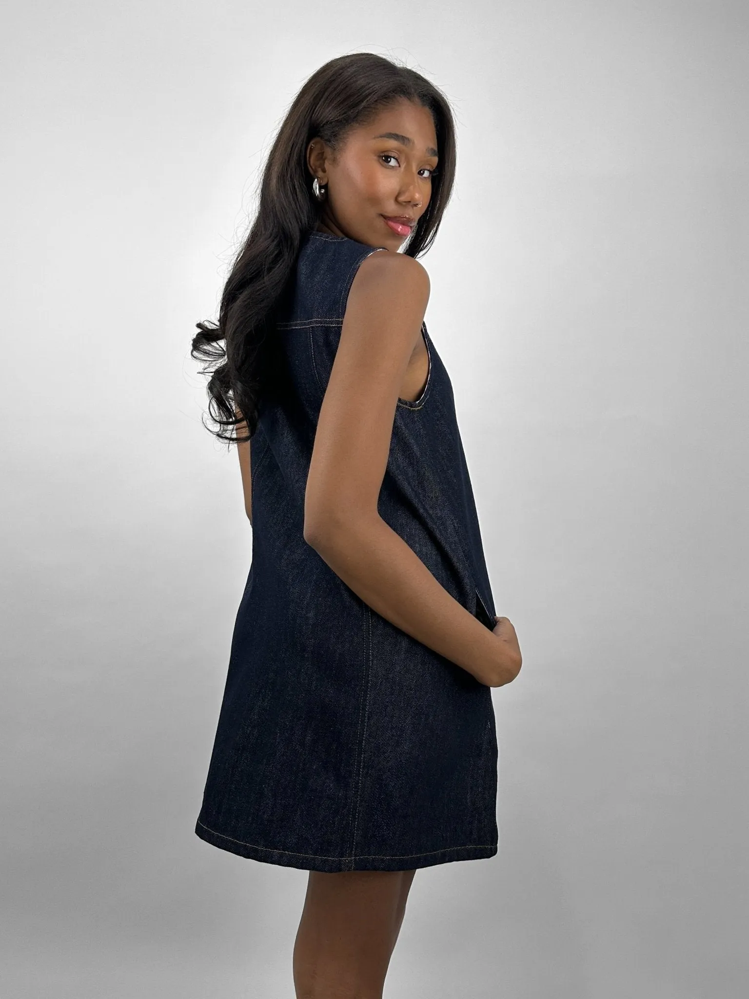 Button Down Denim Vest Dress