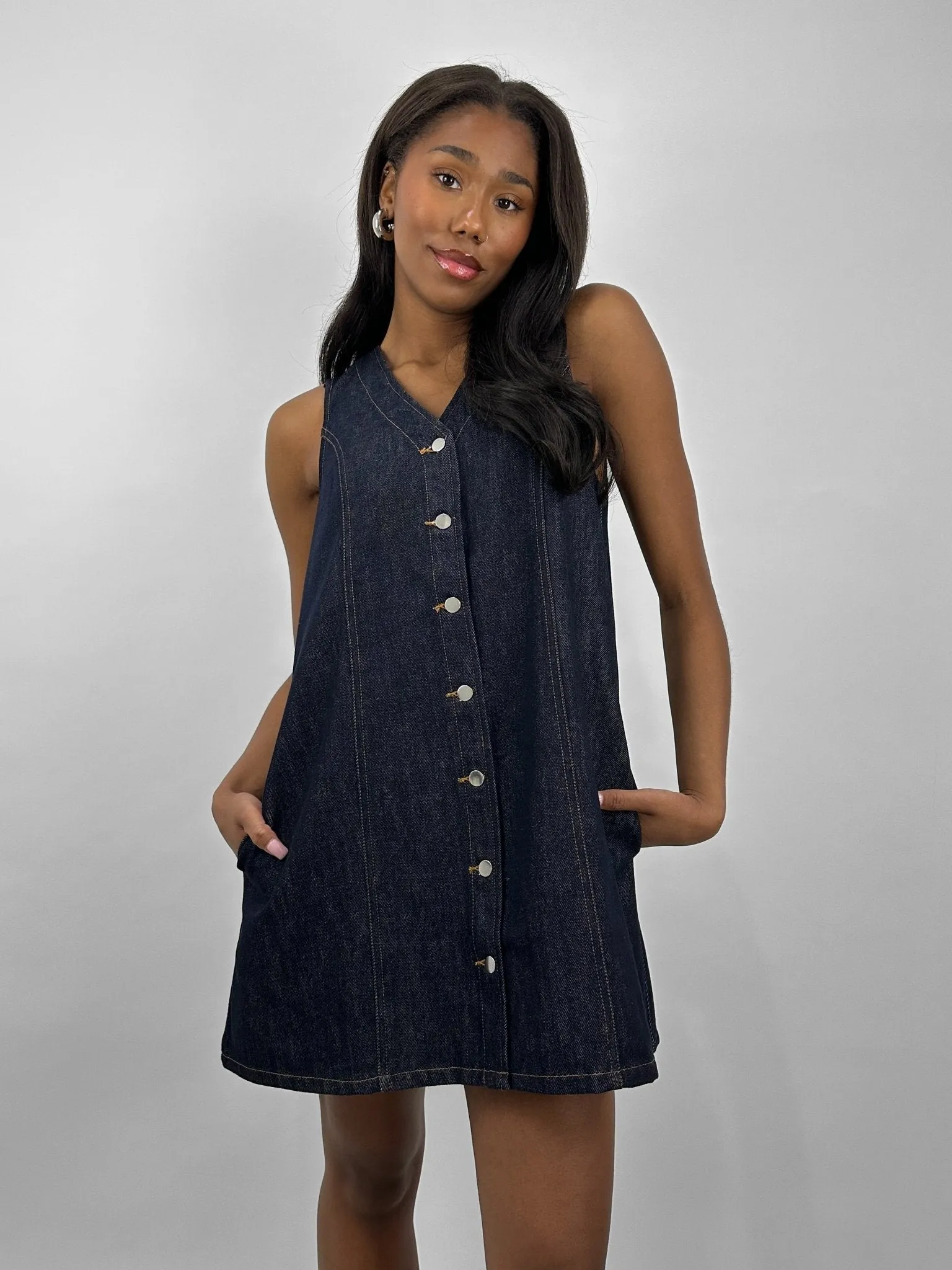 Button Down Denim Vest Dress