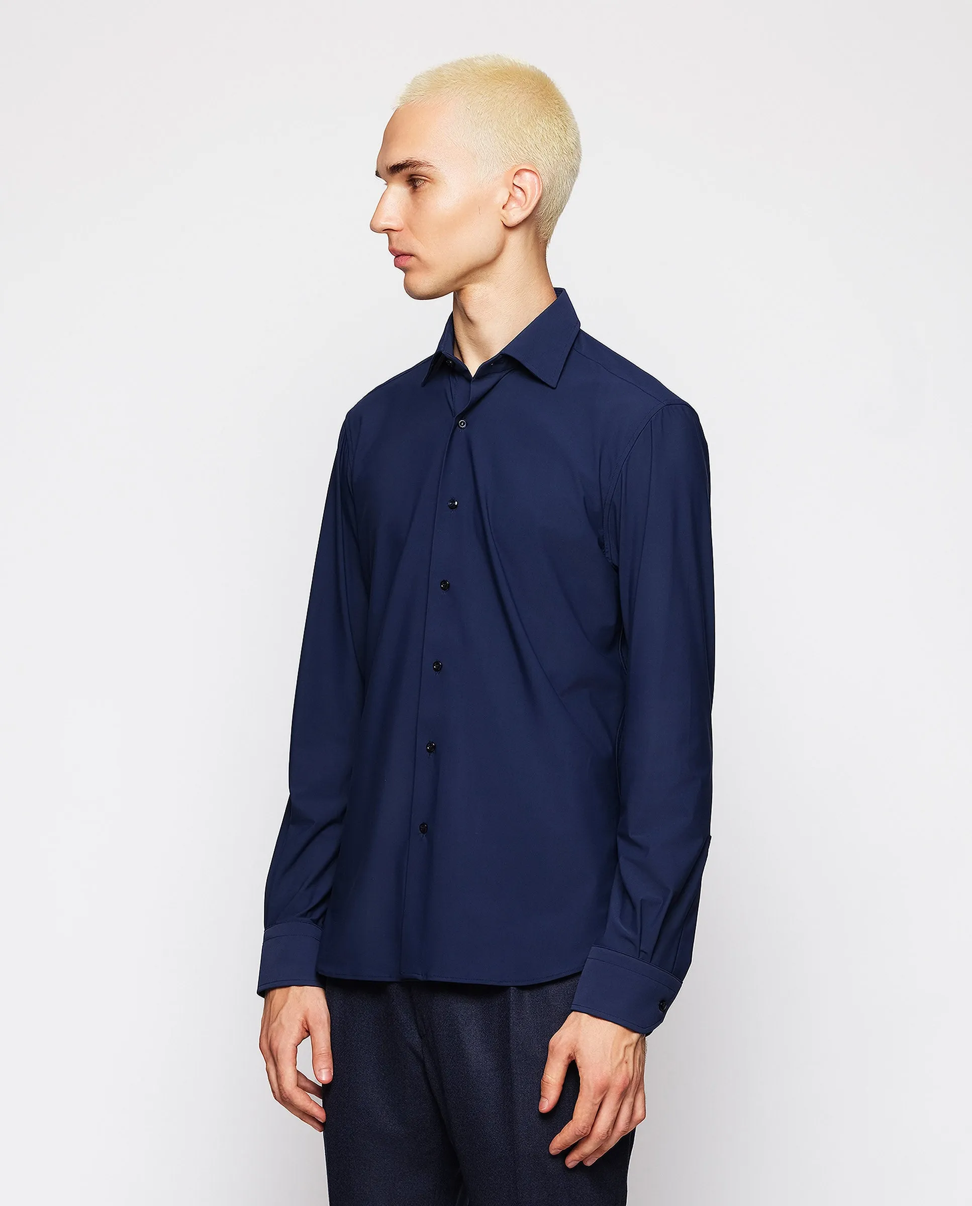 Camisa vestir técnica tailored fit marino