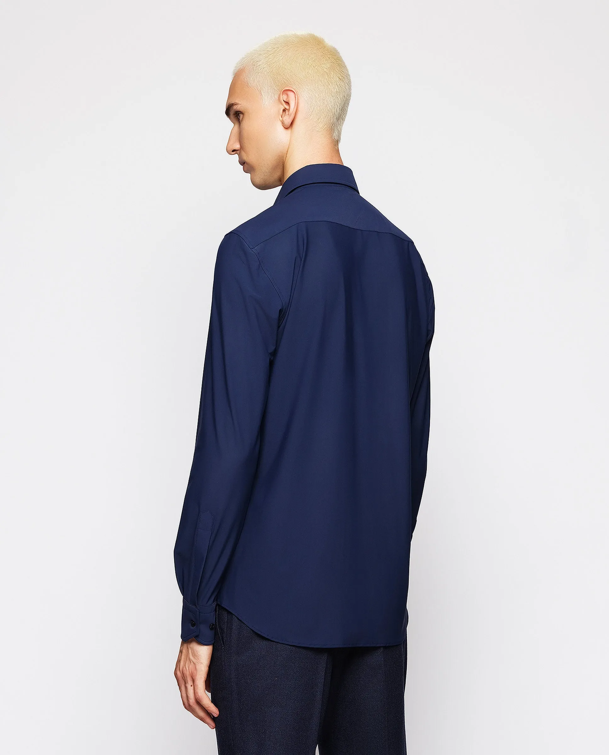 Camisa vestir técnica tailored fit marino