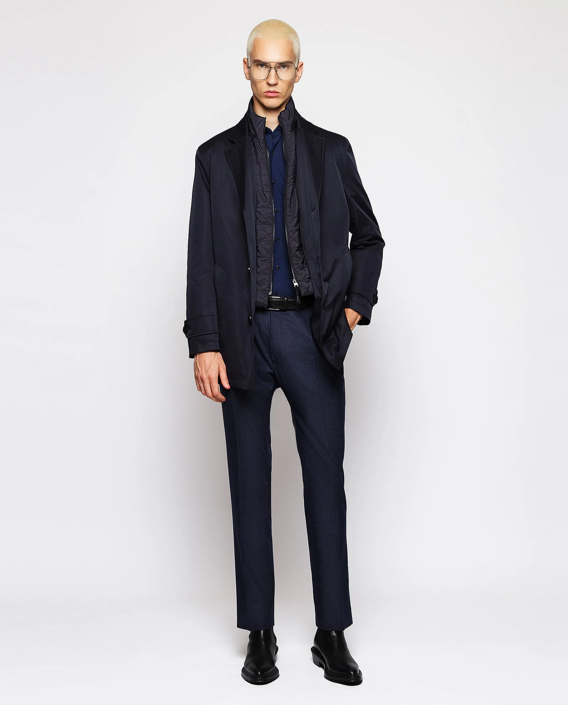 Camisa vestir técnica tailored fit marino
