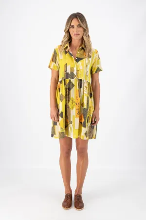 Casco Villa Dress Splice in Seersucker
