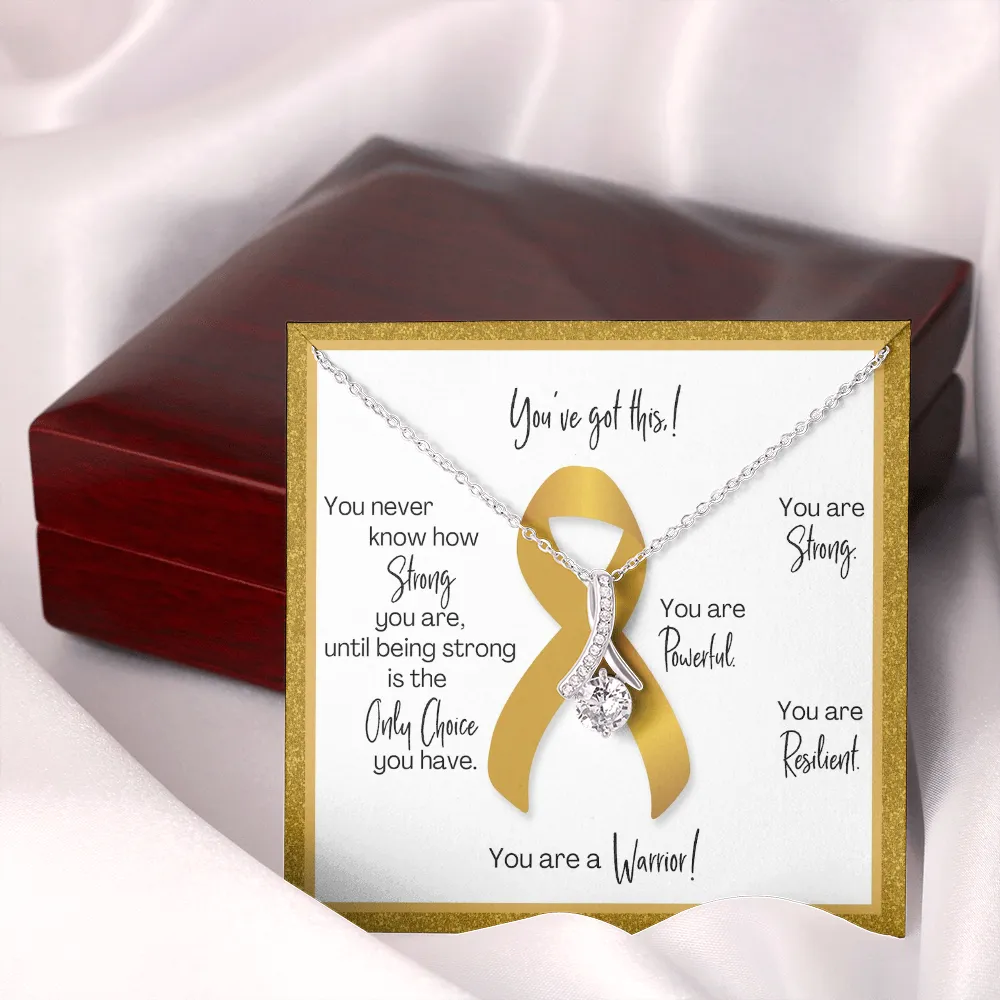 Childhood Cancer Warrior | Ribbon Necklace | Gift for Survivor, Fighter, Support