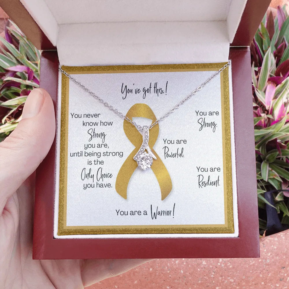 Childhood Cancer Warrior | Ribbon Necklace | Gift for Survivor, Fighter, Support