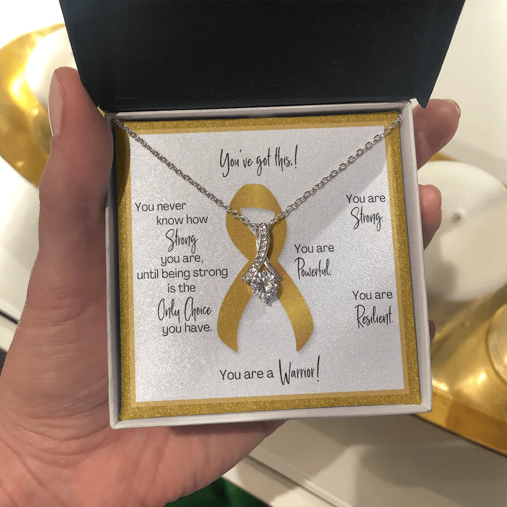 Childhood Cancer Warrior | Ribbon Necklace | Gift for Survivor, Fighter, Support