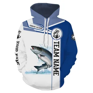 Chinook salmon fishing tournament Blue shirts Customize name and team name fishing hoodie NPQ478