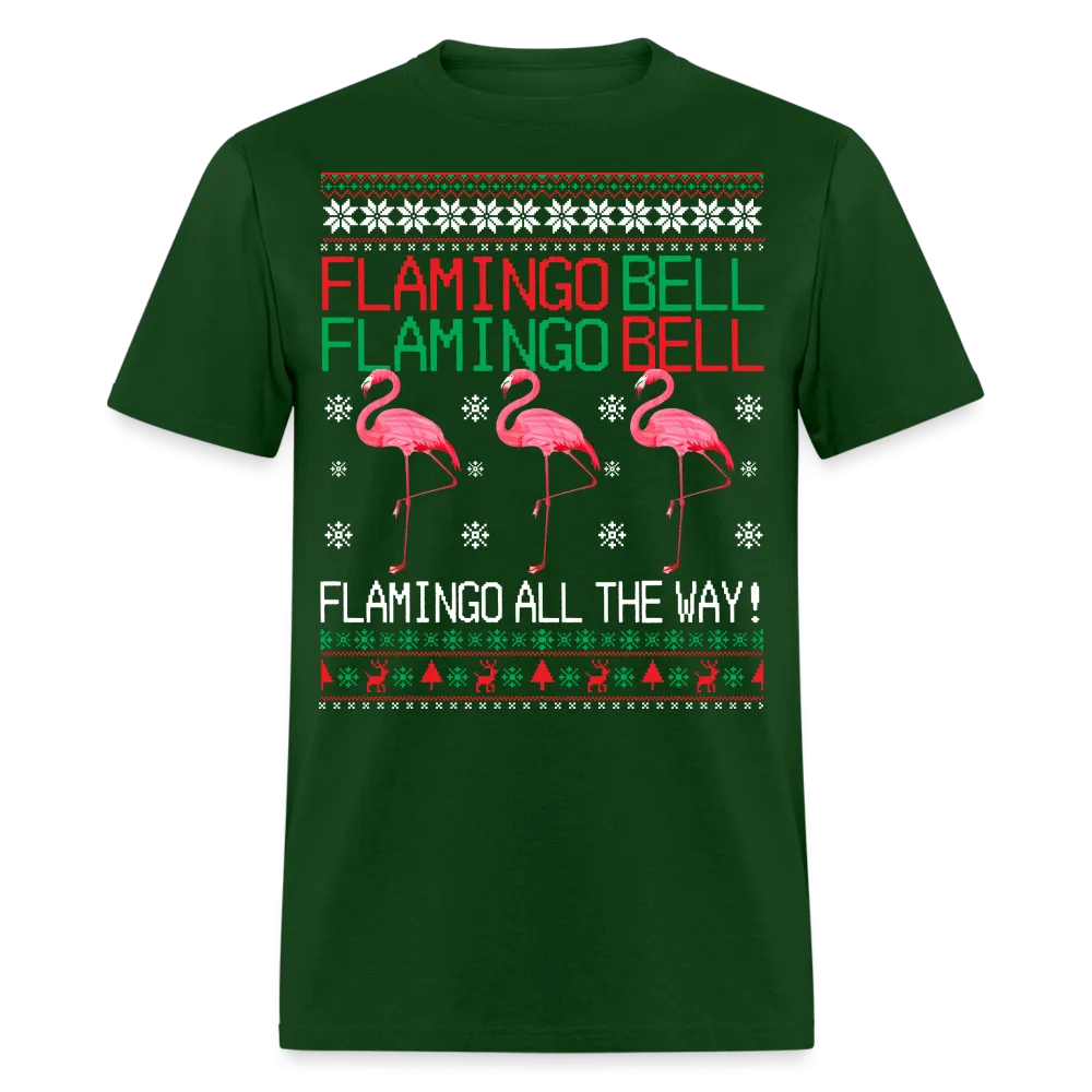 Christmas - Flamingo All The Way - Family Shirts Men, Woman Christmas T Shirts