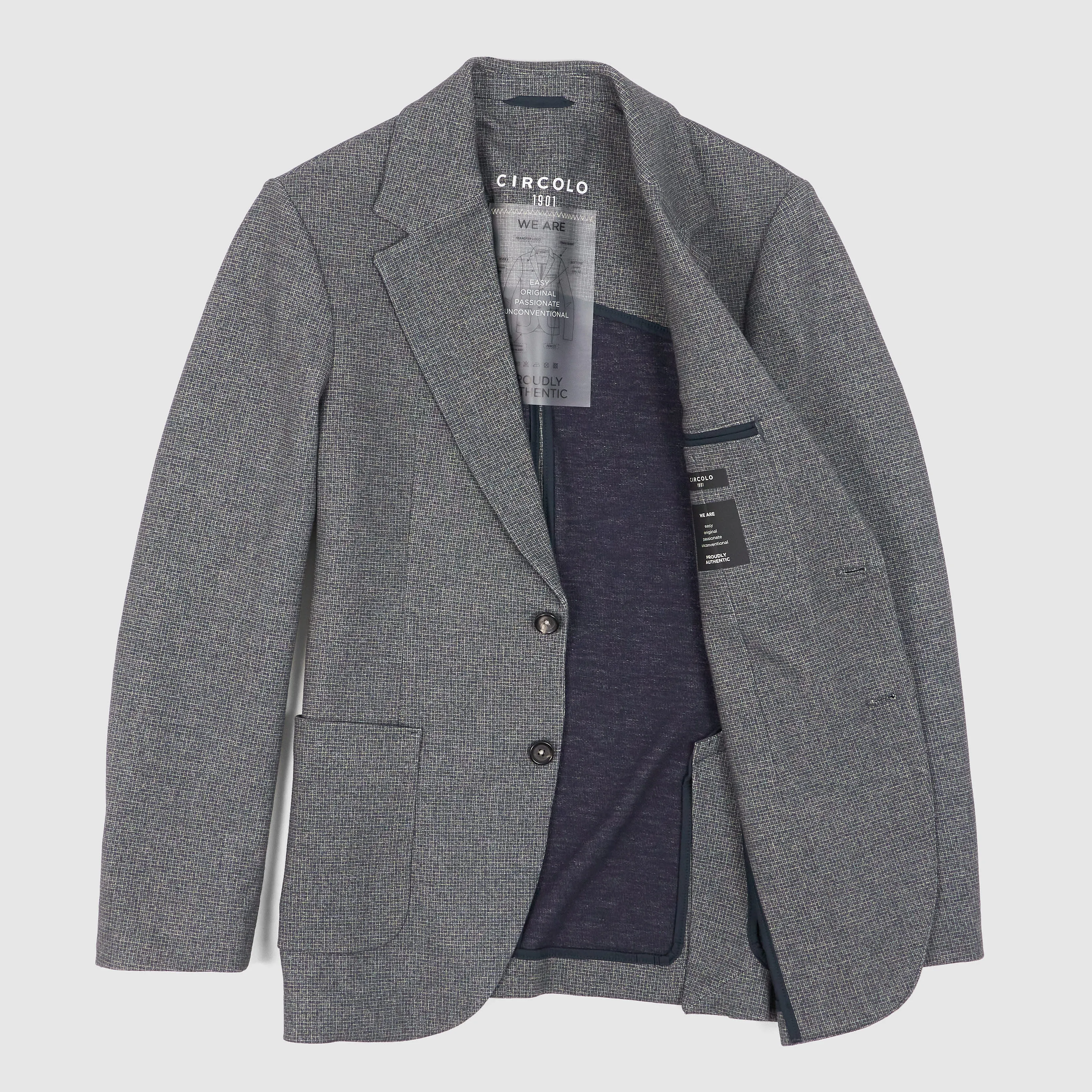 Circolo 1901 Man Navyblue/ Lightgrey Printed Blazer