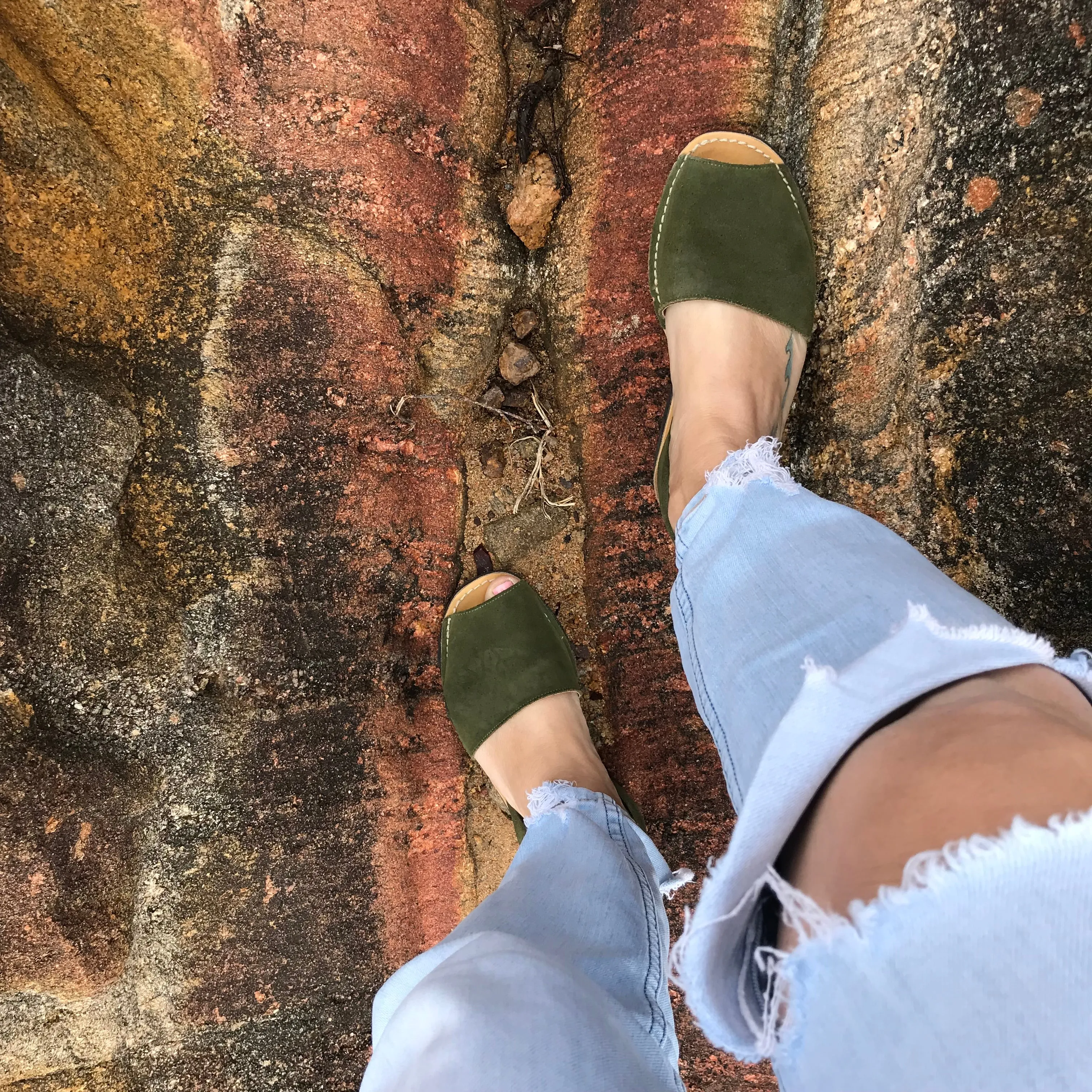 Classic Khaki Ladies Suede Sandal- Size 37