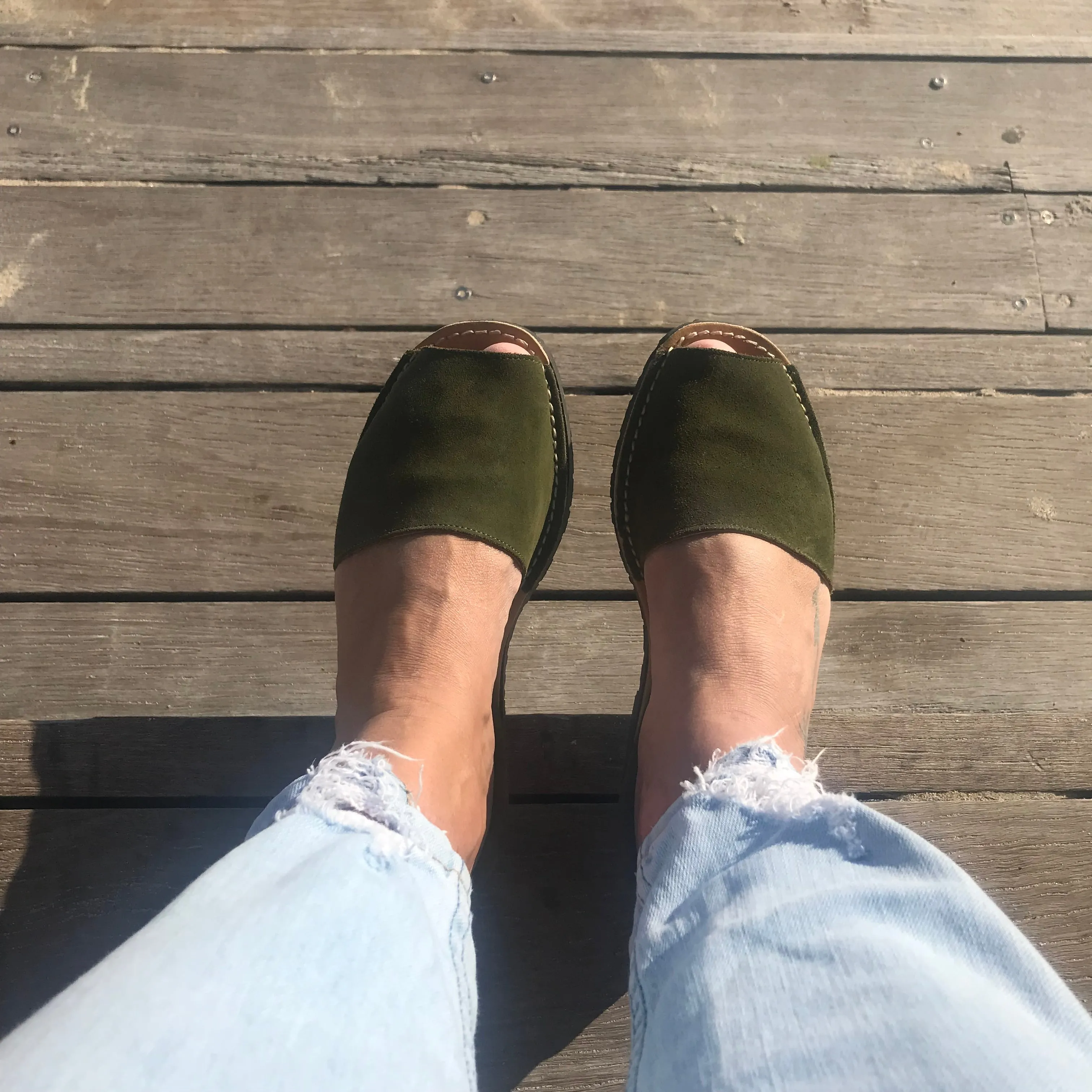 Classic Khaki Ladies Suede Sandal- Size 37