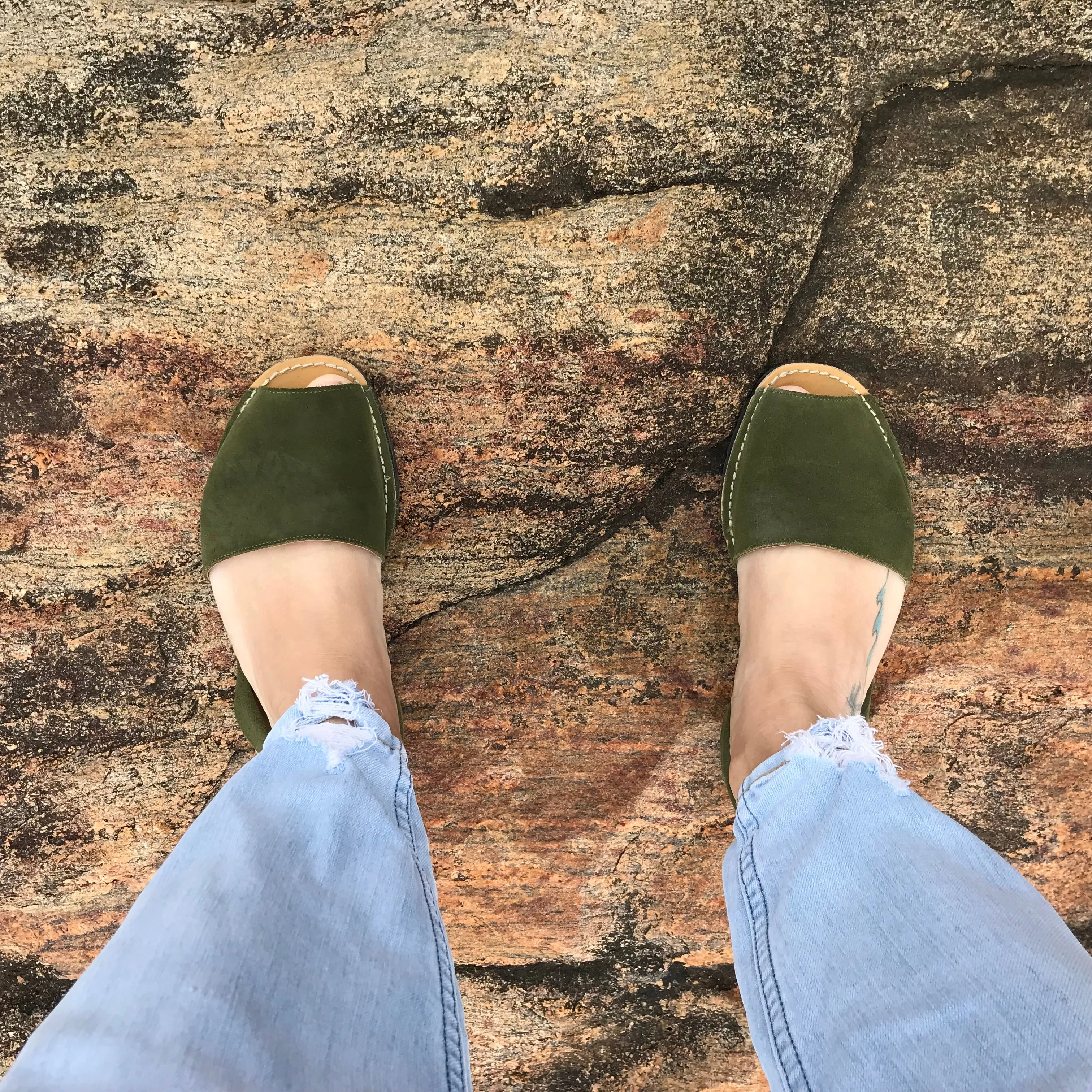 Classic Khaki Ladies Suede Sandal- Size 37