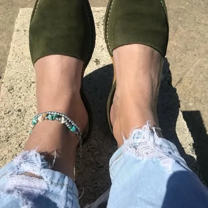 Classic Khaki Ladies Suede Sandal- Size 37