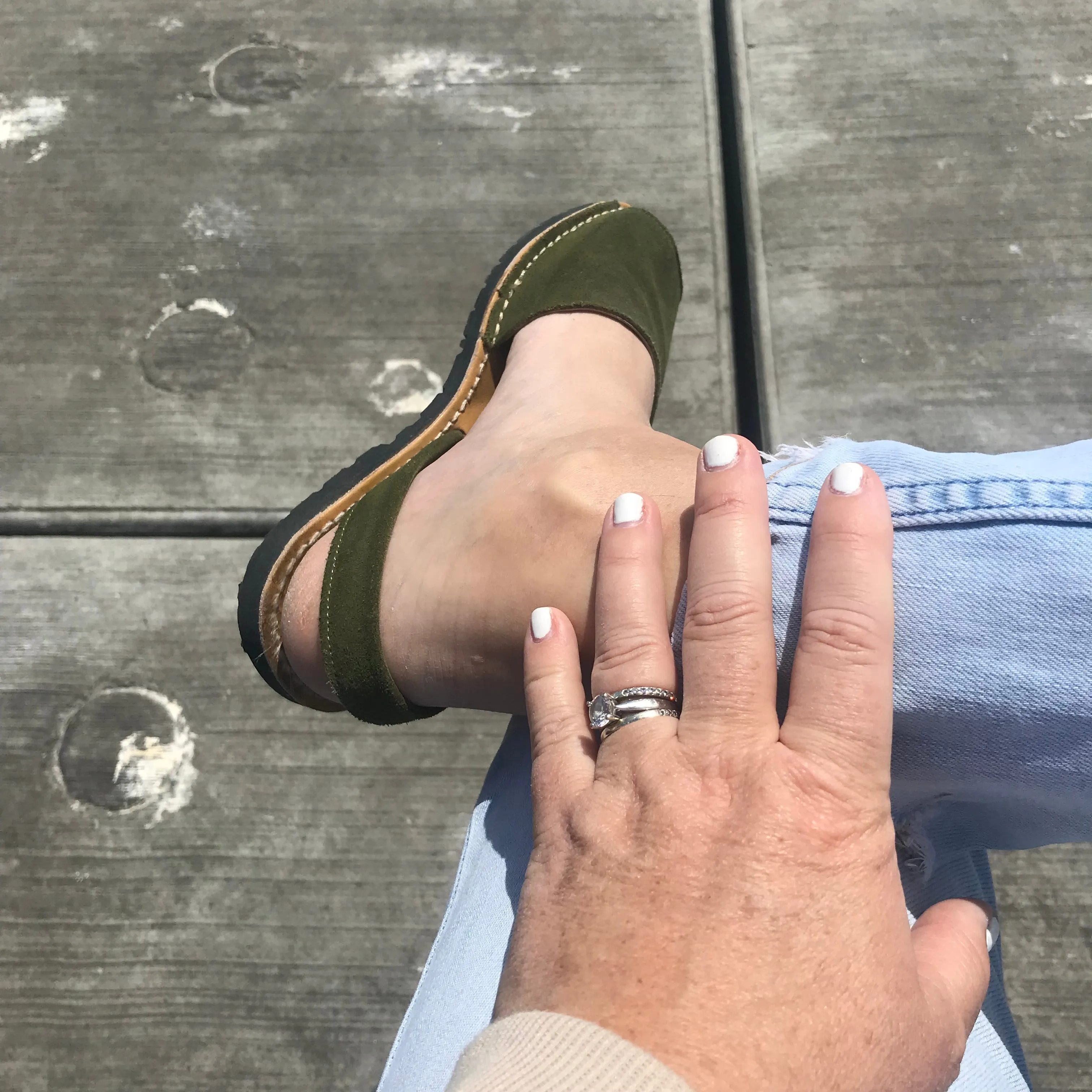 Classic Khaki Ladies Suede Sandal- Size 37
